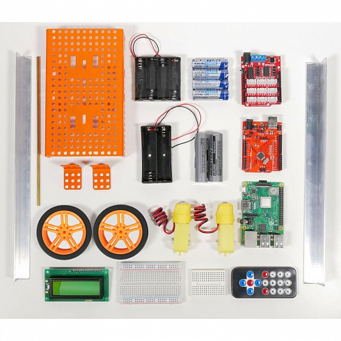 Набор для конструирования программируемых роботов, кибернетических систем и интернета вещей с одноплатным мини-компьютером.